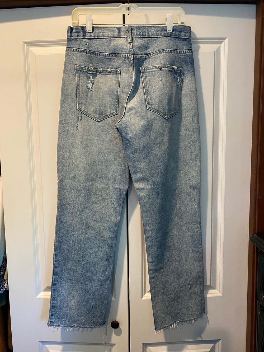 GAP Cone Denim, Light Blue, Distressed, High Waist, Straight Leg Jeans. Size 29 - Picture 4 of 9